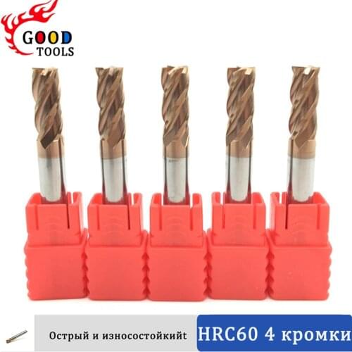 5PCS HRC60 6mm D6X15XD6X50L 4 Flute Solid Carbide Endmills Standard Length Side milling Slotting Profiling face mill Spiral Bits