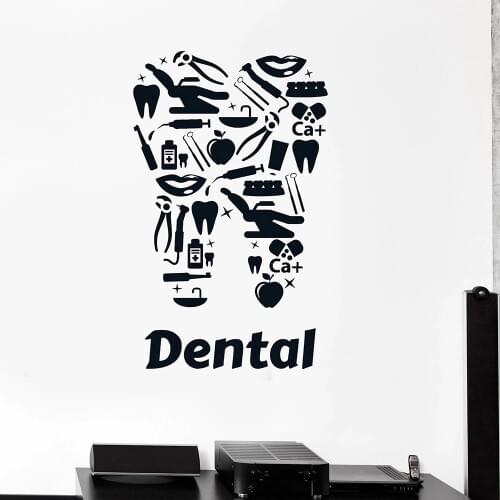 Dental Clinic Vinyl Wall Decal Dentists Art Decor Tooth Tools Wall Stickers Home Decoration Living Room Bathroom Murals Y611