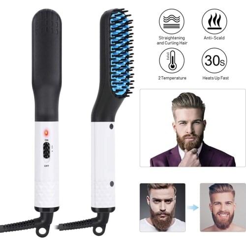 Hair Straightener Men Beard Brush Smoothing Ceramic Flat Iron Straightening Comb Brush Heating Comb Straightener Dropshipping