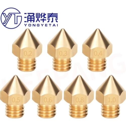YYT 5PCS 3D printer accessories Makerbot Mk8 nozzle extruder nozzle E3D brass nozzle 1.75