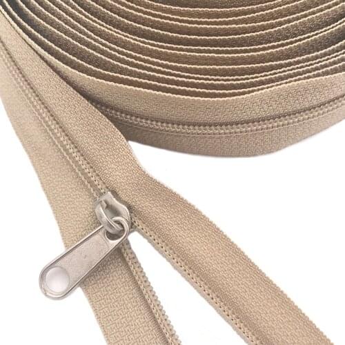 3# Bulk Nylon Coil Zippers with Zipper Sliders Beige Yard Zippers Wholesale For DIY home Craft Sewing Garment Accessories