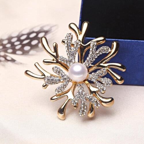 Winter Jewelry Spring Flower Brooch Pin Mountings Findings Settings Base Women Accessories for Pearls Agate Jade Crystal Beads