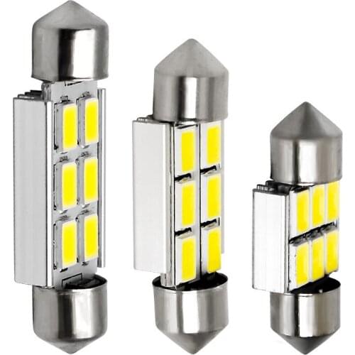 10pcs 31mm 36mm 39mm C5W Festoon Dome Light 6 SMD 5630 LED CANBUS Error Free Car License plate Luggage Reading light white 10X