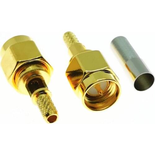 10PCS new SMA male plug center with window RF connector crimping RG174 RG316 LMR100 cable straight gold-plated adapter