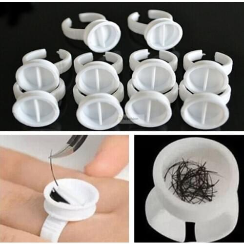 100pcs big size Glue Ring with divider Holders Disposable Adhesive Pallet for Nail Eyelashes Tattoo Permanent makeup tools