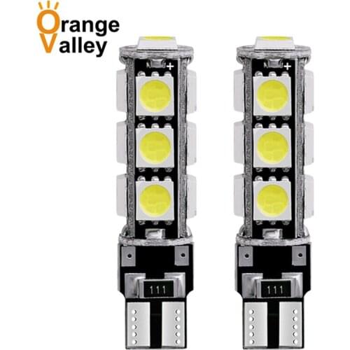 100Pcs High Quality T10 13 SMD LED 5050 Canbus Error Free Interior Light 168 194 W5W No Warning Lamps Wedge Bulbs DC12V