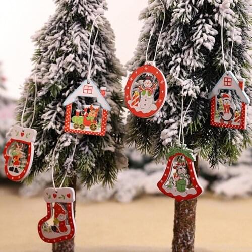 12Pcs/Box Exquisite Hanging Ornament Space-saving Wood Colorful Compact Christmas Tree Pendant for Home