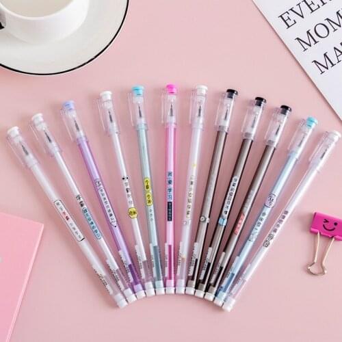 12 PCs Transparent Rod Straight A Student Learning Gel Pens Set Student gel pen Creative School Supplies Stationery Wholesale