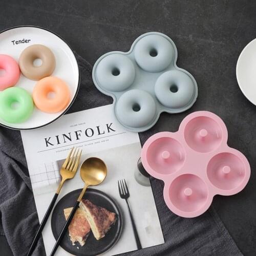 4 Cavity Silicone Donut Mold For Folded Donuts Non-stick Baking Heat-resistant Reusable For Silicone Molds Dessert Making Tools
