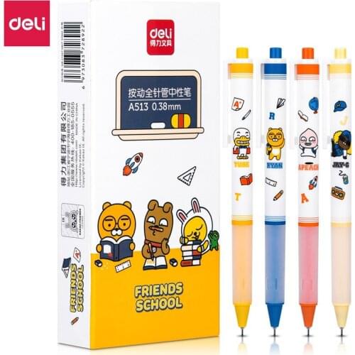 48pcs Cute Pens 0.38mm Deli KAKAO Friends Gel Pen Korean Stationery Kawaii School Supplies Kids Gift Cartoon Cool Pens Wholesale