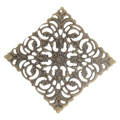 5PCS Antique Bronze Or Bronze Tone Filigree Square Wraps Connectors Decoration DIY Findings Connectors 51x51mm