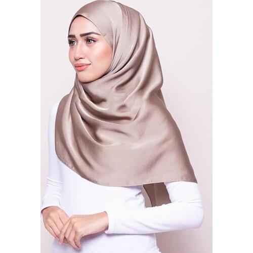 90*90cm Women Muslim Hijab Scarf Shawl Square Bandana New Fashion Summer Satin Smooth Soft Headscarf Head Wrap Headwear