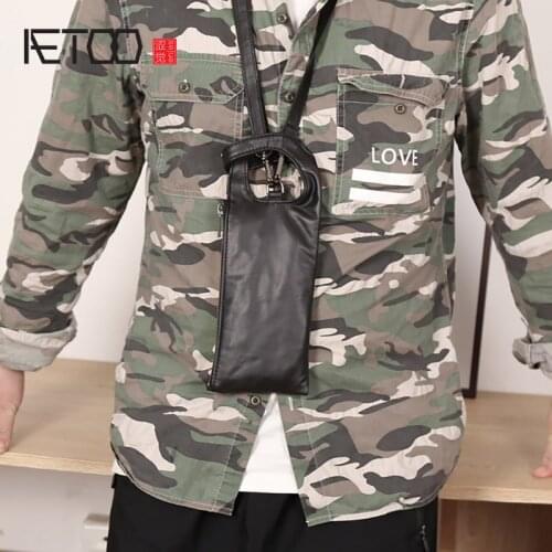 AETOO Leather mobile phone bag, first layer cowhide shoulder bag, storage bag, travel bag