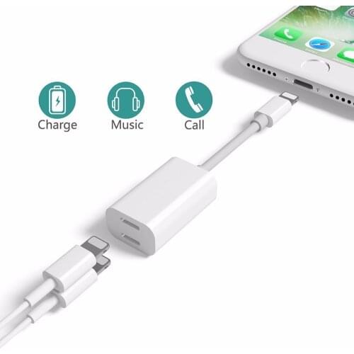 2 in 1 Audio Cable Headphone Charging Dual Lighting Adapter Cable Splitter Charge Sync Data for iPhone 7 8 Plus IOS 11