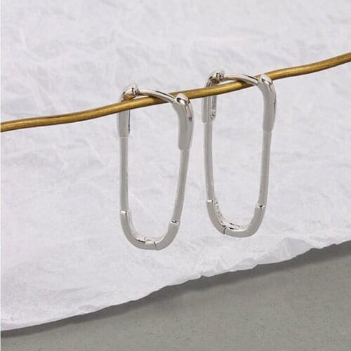 Binmonray 925 Sterling Silver New Style Pin Dangle Earrings Women Simple Design Paper Clip Fashion Earrings Pendant Jewelry Gift