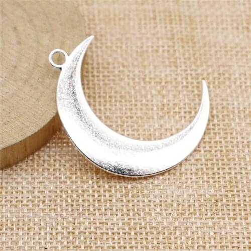 Charms for Jewelry Making Findings Handmade DIY Craft 5pcs Antique Silver Color 42x43mm Moon Charms Pendant