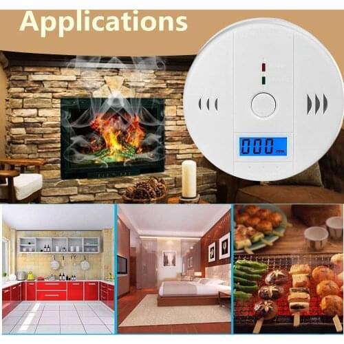 CO Gas Sensor Detector Carbon Monoxide and Smoke Alarm Detectors Combination Warning Poisoning Gas LCD Display High Sensitive