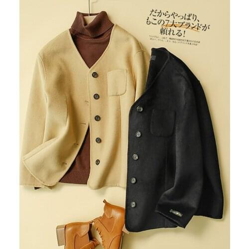 Elegant double-sided 100% wool jacket coat for women 2021 autumn winter hand-sewn double-sided cashmere jacket coat womens new