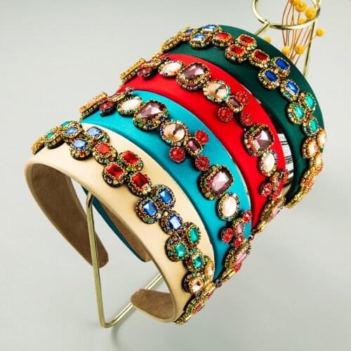 European And American Fashion Net Red Broad-Brimmed Fabric Headband Retro Eild Full Drill Headband Hair Accessories For Ladies