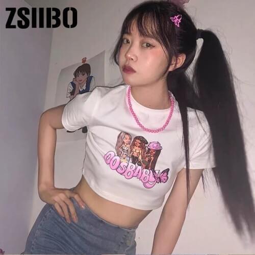 Summer stacked cut out Hole female tshirt Gothic street fashion graphic crop tops Basic tees woman Selling accessory size album