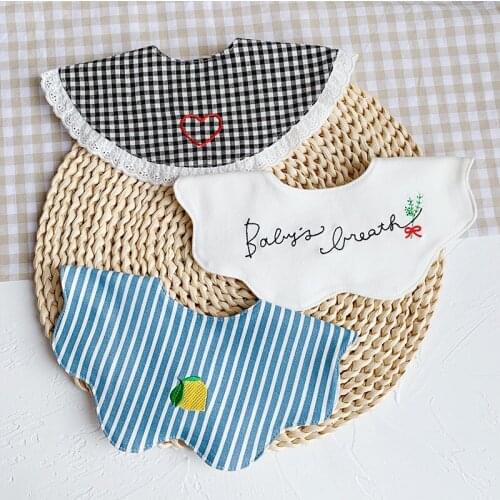 Korean Ins Cotton Toddler Baby Bib Lattice Kids Scarf Meal Collar Burp Baby Stuff For Newborns Baby Accessories Saliva Towel
