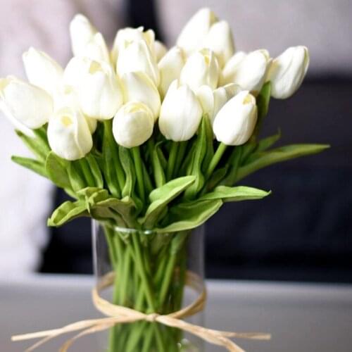 10PCS Tulip Artificial Flower Real Touch Artificial Bouquet Fake Flower for Wedding Decoration Flowers Home Garen Decor