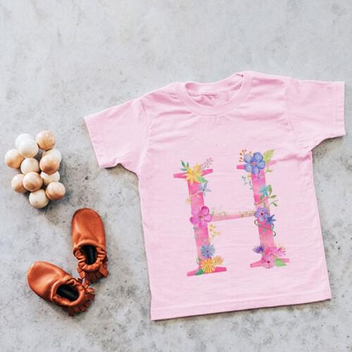 2021 Summer Toddler Infant Child Tops T Shirts Kids T-Shirts Name Letter Cartoon Plant Graphic T-Shirt Boys Girls Birthday Gift