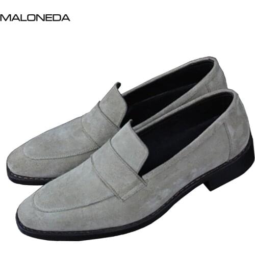 MALONEDA Custom Made Good Shoes Genuine Cow Suede Mens Casual Comfortable Slip On Shoes Loafers with Goodyear Welted