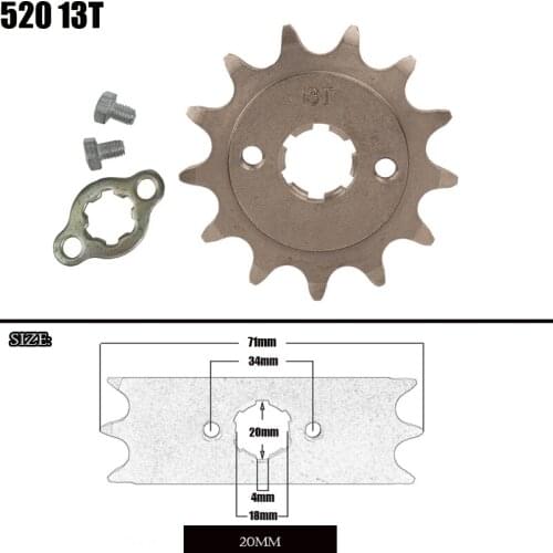 Motorcycle 520 13T Tooth 20mm ID Front Engine Sprocket fit Pit Bike ATV part