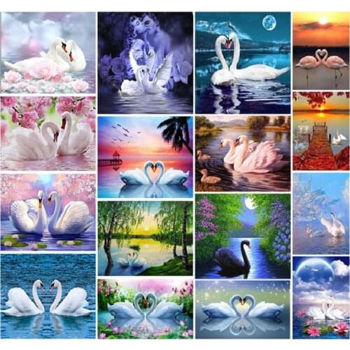 Full Diamond Painting Animal White Swan Couple Gift Love Living Room Bedroom Wall Decoration Diamond Embroidery Cross Stitch Kit