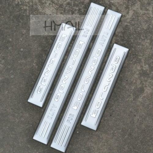 Stainless steel door sill strip for KORANDAO 2011 12-15 exterior Threshold trim car styling welcome pedal Scuff plate cover film