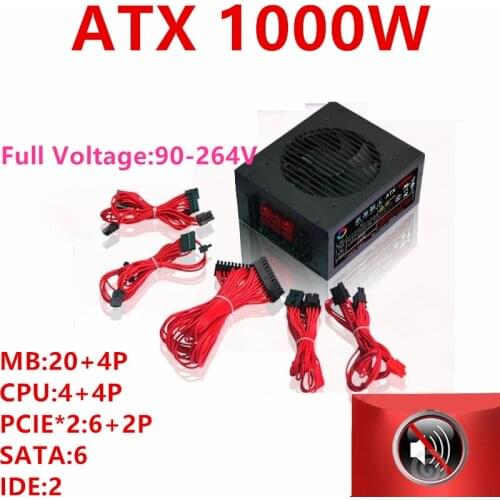 New PSU For Water Cooled Seiko Full Module Game Mute Power Supply Rated 1000W Peak 1450W Power Supply ATX 1000W