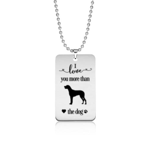 Stainless steel love tag I love you more than the Danish breed dog necklace---2 styles free choice---Drop shipping