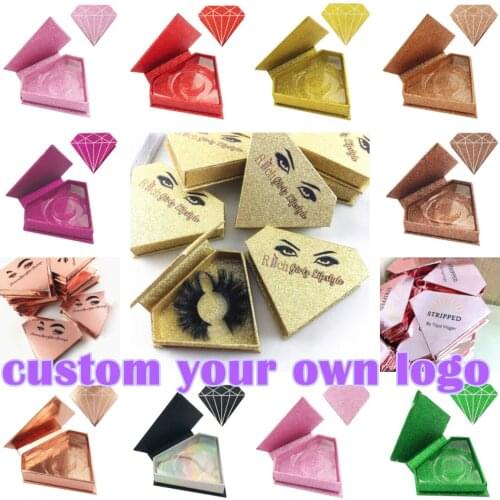 Print logo Diamond lash box 3d Mink Eyelashes Package Case Eyelash Packaging Box Wholesale Lash Boxes Packaging Custom logo