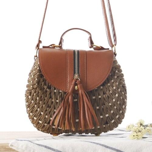 New style rope woven bag College wind small fresh rattan straw bag Beach holiday shoulder womens woven bag