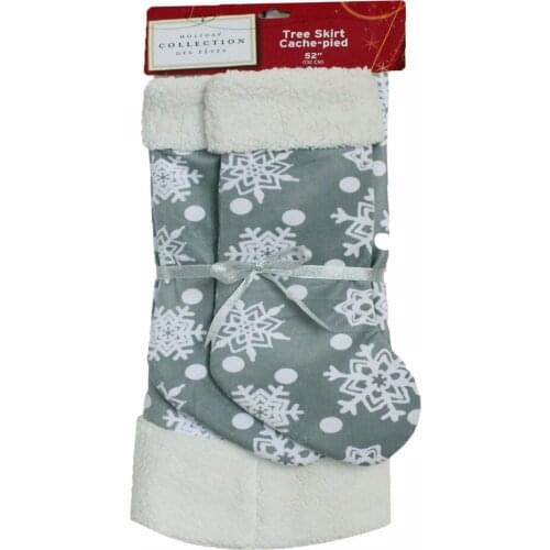 Gift Set EXTRA LARGE 1pc 50" Polar Fleece Snowflake Christmas tree skirt with 2pcs Christmas stockings P2001
