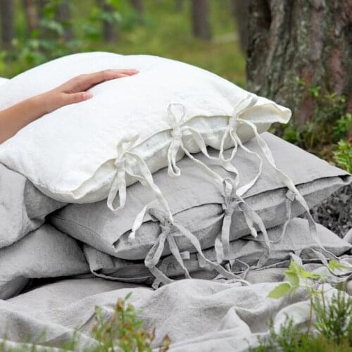 A Pair 100% Linen French Pure Linens Envelope Pillow Cover 48x74cm Bandage Antibacterial Pillowcase for Latex Pillow