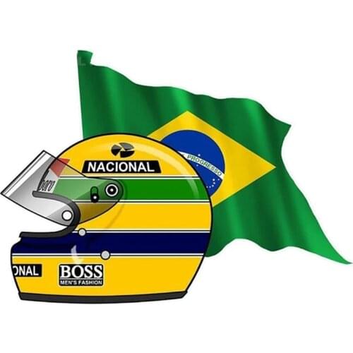 S50103# 13/15/17CM Personality PVC Decal AYRTON SENNA FLAG BRAZIL Car Sticker on Motorcycle Laptop Decorative Accessories