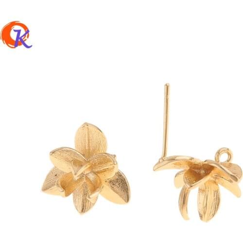 Cordial Design 30Pcs 15*15MM Jewelry Accessories/Flower Earrings Stud/Genuine Gold Plating/DIY Making/Hand Made/Earring Findings