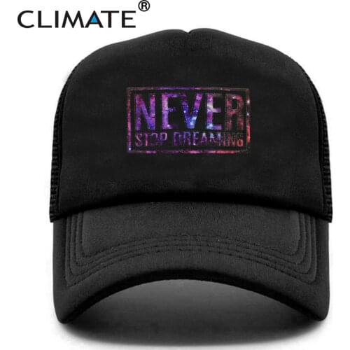 CLIMATE Mesh Cap 3D Stars Never Stop Dream Cool Trucker Cap Youth Black Cap Summer Hip Hop Mesh Trucker Caps Hat for Men Youth