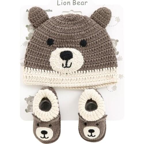 Newborn hats+shoes baby cap for boy/girl 100% Cotton Handmade knitting 0-3 months Soft beanies sock for Baby Accessories