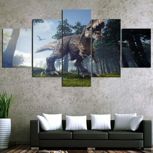 Modern PVC oil painting canvas cartoon poster wall art abstract decoration living room bedroom dinosaur poster decoration poster
