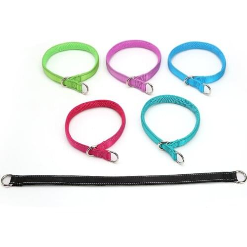 Reflective Medium Large Dog Collar P Shaped Breathable Mesh Padded Pet P Collars nylon Comfortable big Dogs training necklace