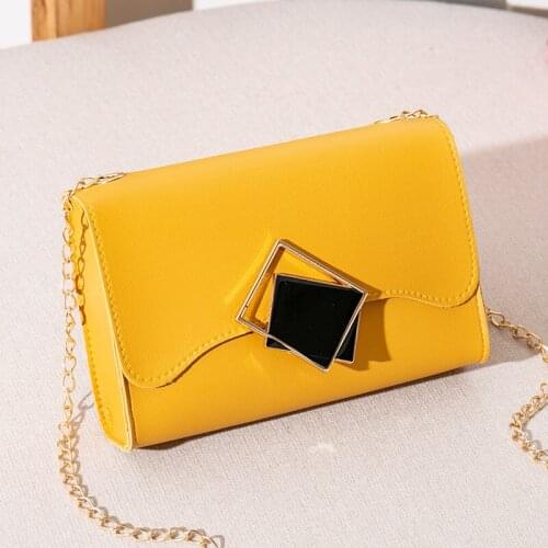 Yellow Bolsas Ladies Chain Phone Purse Small Crossbody Bags for Women 2021 Mini Pu Leather Shoulder Messenger Bag for Girl