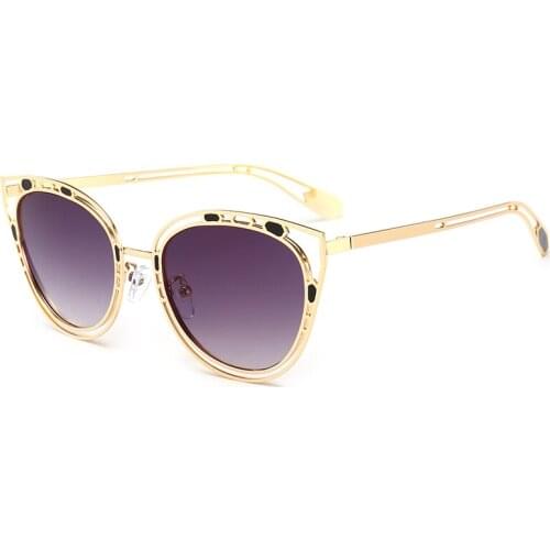 Hollow 0ut Metal Gradient Cateye Glasses Unique Design Cat Eye Sunglasses Women