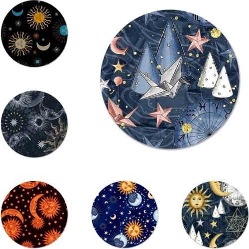 New Arrival 58mm Sun Moon Stars Badge Brooch Pin Accessories For Clothes Backpack Decoration gift