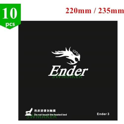 10pcs 220mm / 235mm black Heated bed For Creality ENDER-3 ENDER-3S 3D Printer Sticker Build Sheet build plate tape with 3M Back