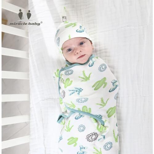 2pc Baby Swaddle Blanket With Cap Swaddle Wrap Swaddling bag Newborn Cotton Envelope Sleep sack Infant Baby Sleeping Bag
