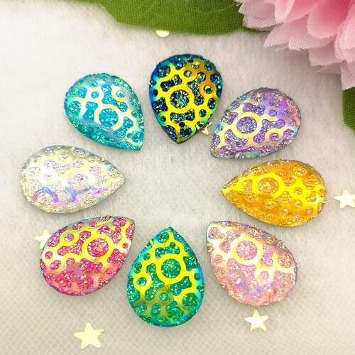 40Pcs/lot DIY 13*18mm Water Drop Resin Gems Stone for Bead Work Flat Back No Sew on Rhinestones