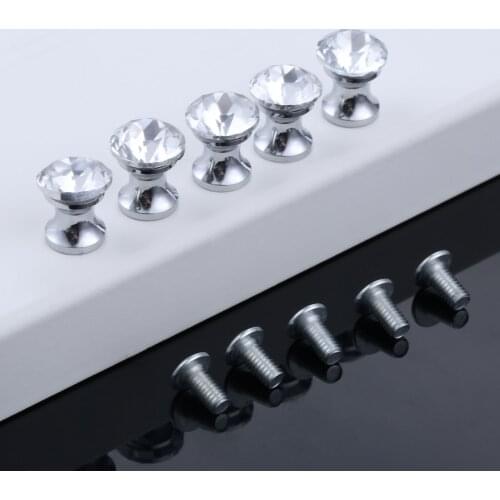5Pcs Diamond Crystal Glass Cabinet Knobs and Handles Furniture Handles Kitchen Drawer Wardrobe Door Pulls with Screws